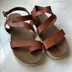 BOHO Minimalist Brown Leather Sandals with Ankle‎ Strap size 40